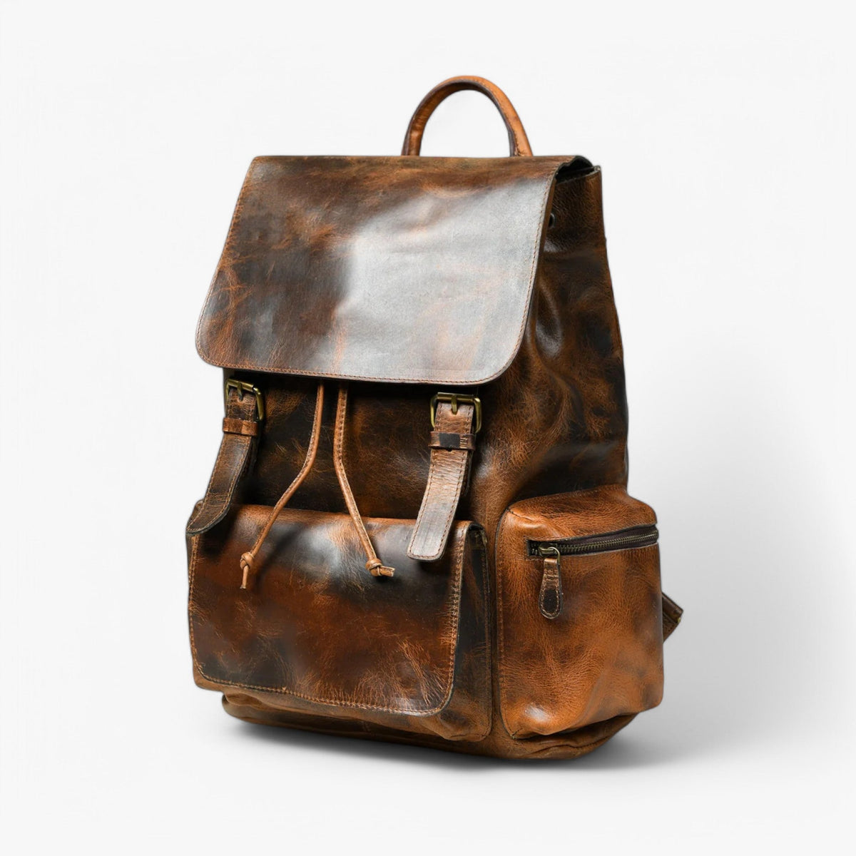 Robust Burnt Brown Vintage Leather Backpack
