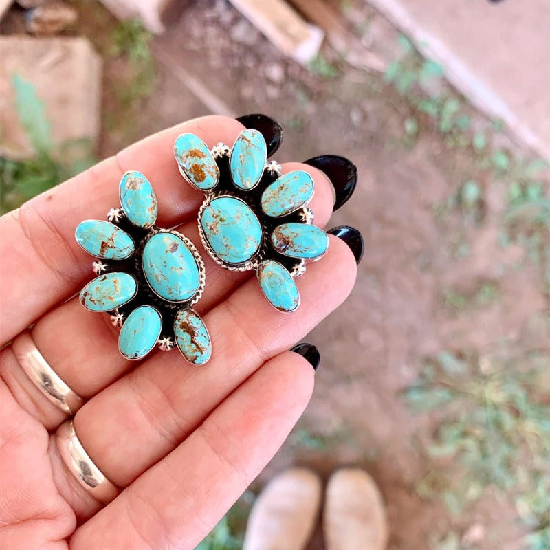 Bohemian Vintage Flower Turquoise Earrings
