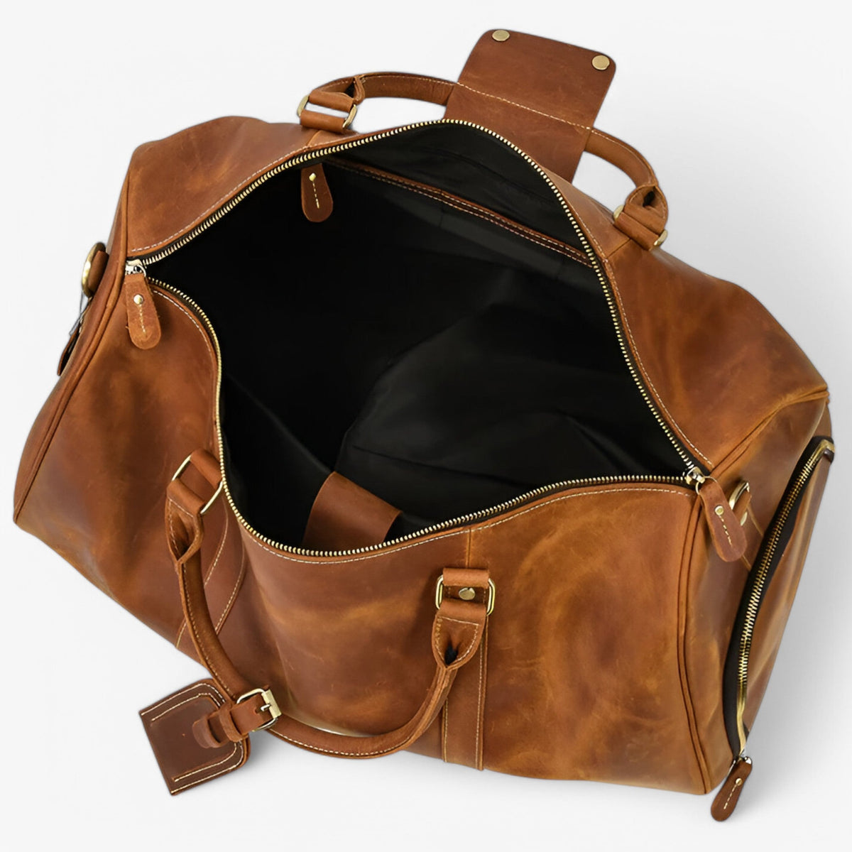 Elegante reistas van volnerf leer, 55cm