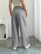 Striped Wide-Leg Trousers with Drawstring Waist