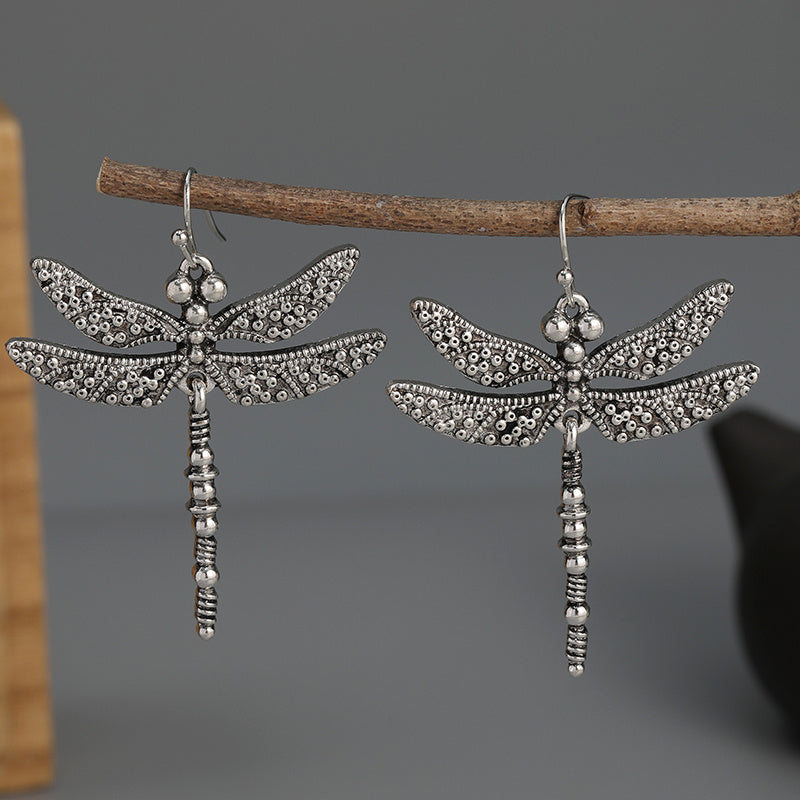Vintage-Style Dragonfly Drop Earrings