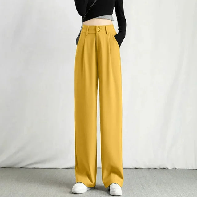 Linen Wide-Leg Trousers with Tulip Hem