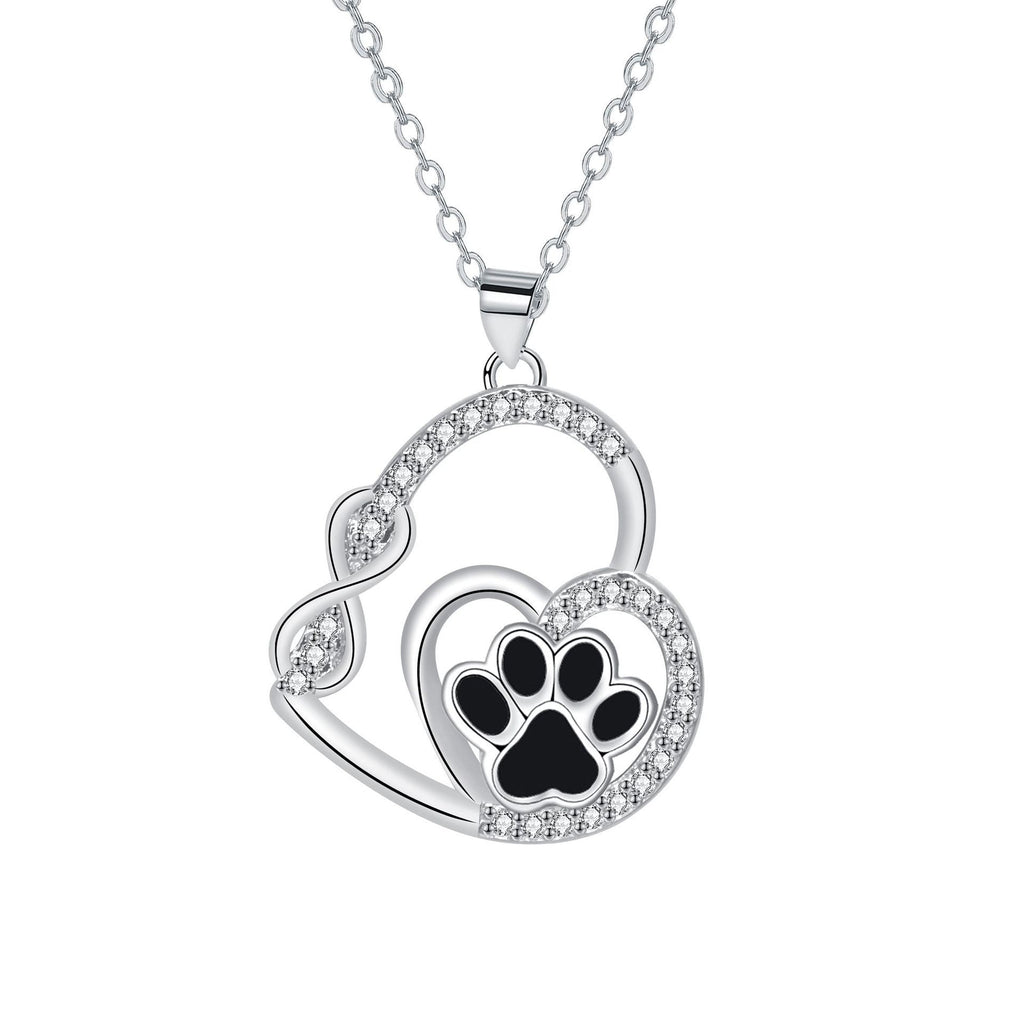 Double Infinity Paw Print Pendant Necklace