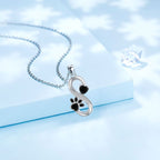Infinity Hearts and Paw Print Necklace