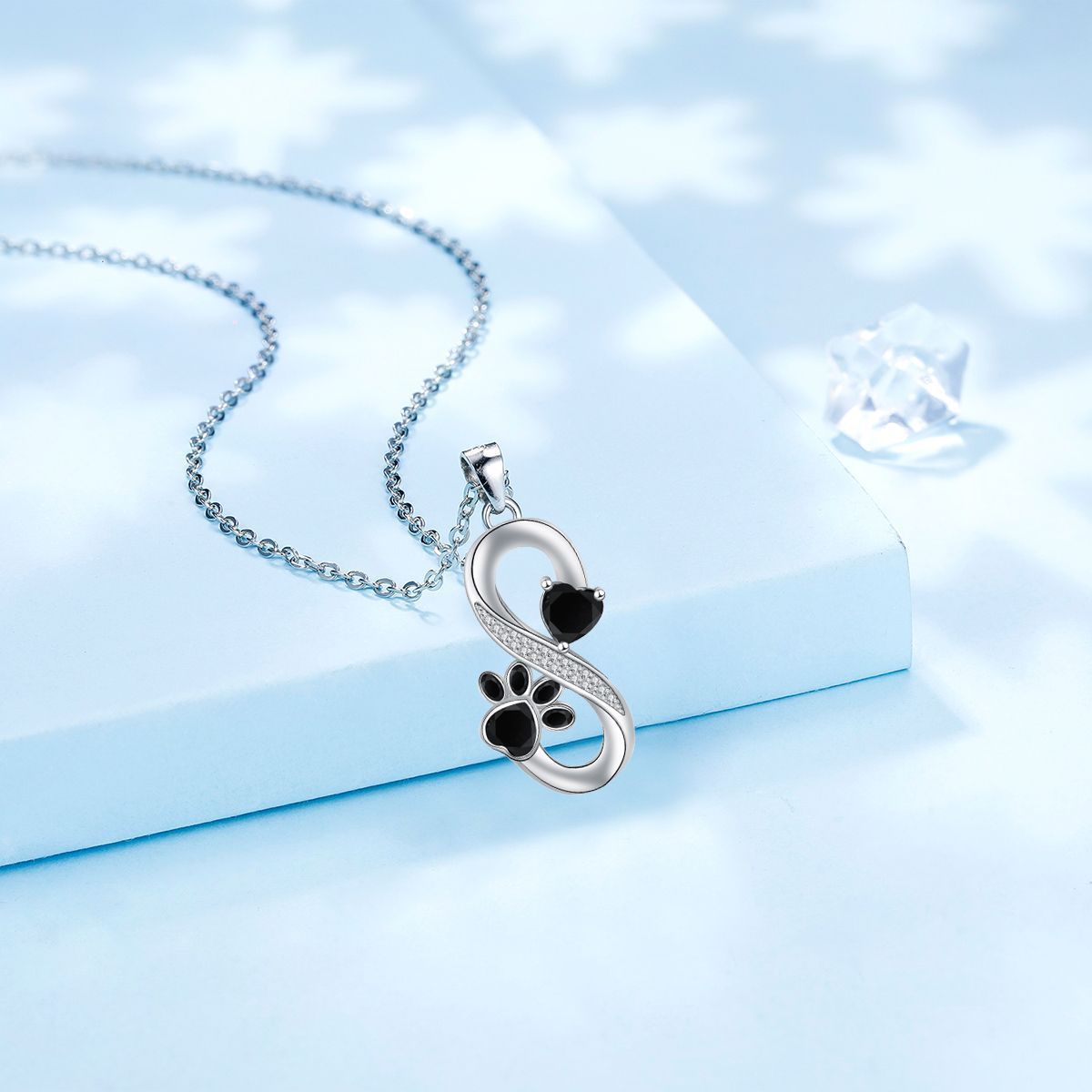 Infinity Hearts and Paw Print Necklace