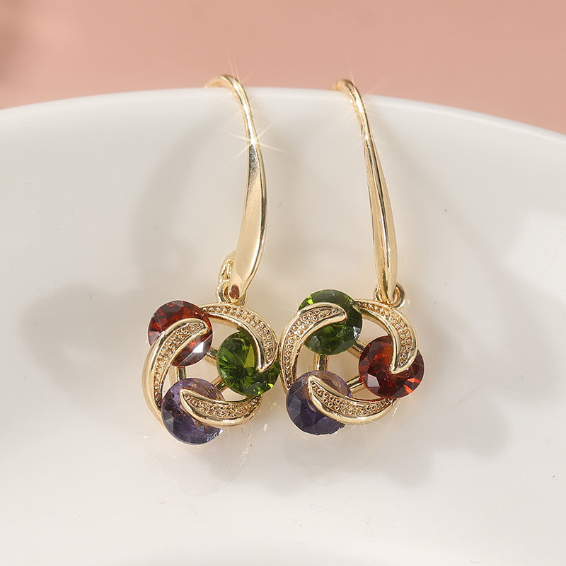 Vintage Colourful Zirconia Pendant Earrings