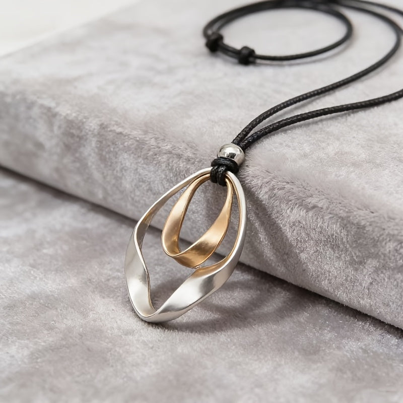 Adjustable Sculptural Twisted Teardrop Pendant Necklace