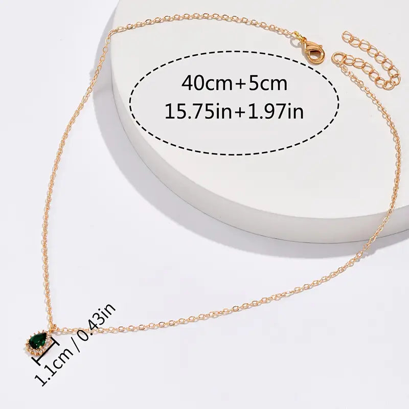 Fine Gold-Tone Necklace with Tiny Dark Stone