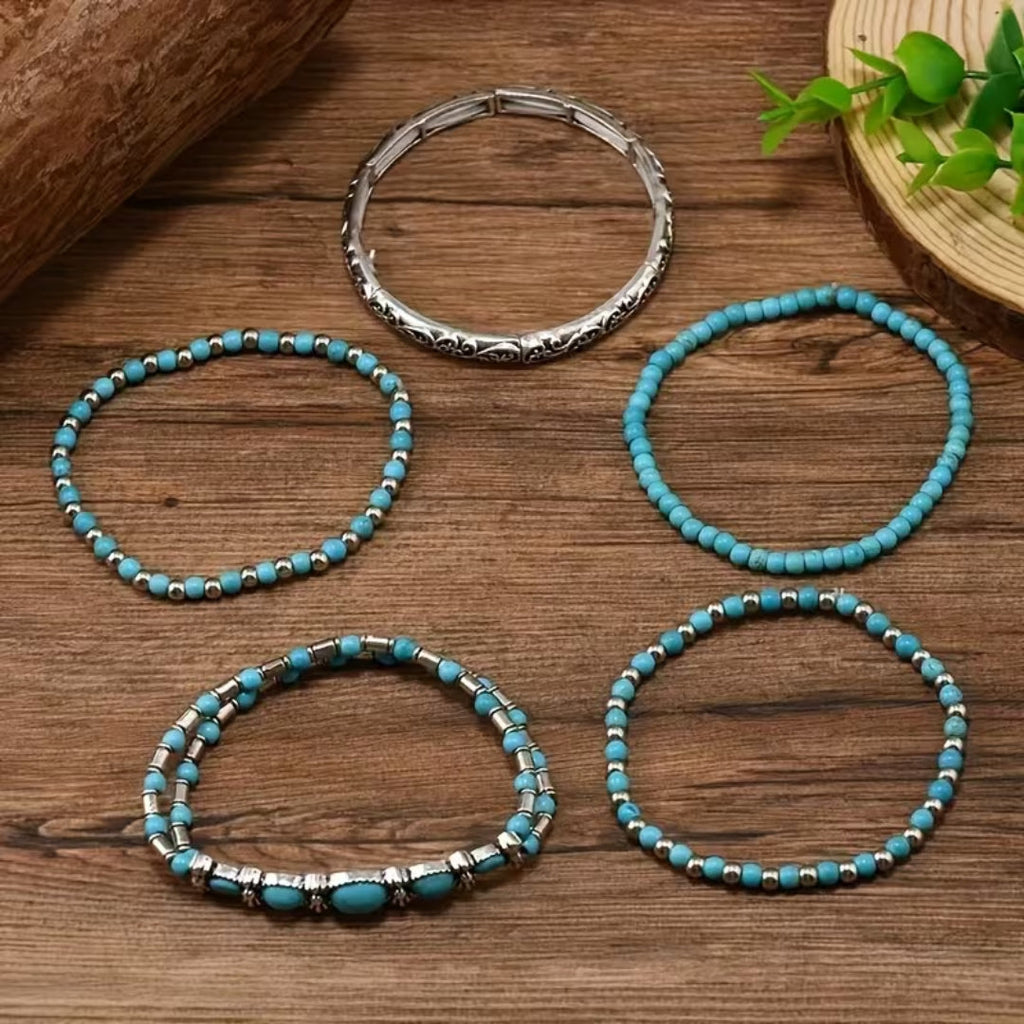 Turquoise Layered Bead Bracelet