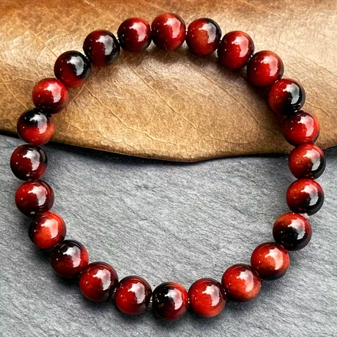 Kralenarmband met stenen in granaatlook