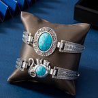 Vintage-Style Silver-Tone Bracelet with Turquoise-Look Accent