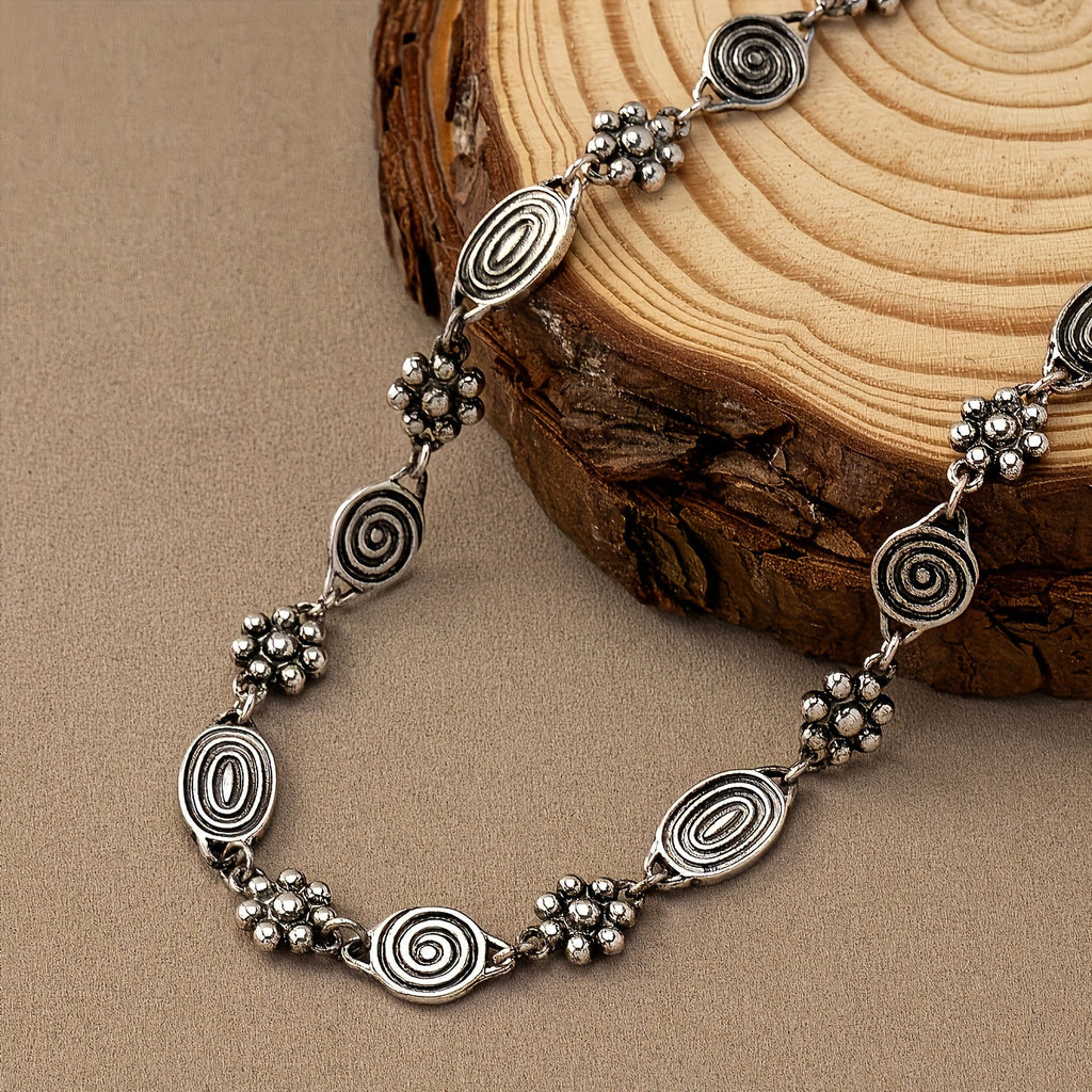 Bohemian Floral Swirl Short Choker Necklace