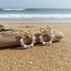 Minimalist Butterfly Knot Pearl Earrings