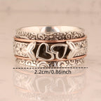 Vintage-Style Butterfly Heart Silver-Plated Spinner Ring