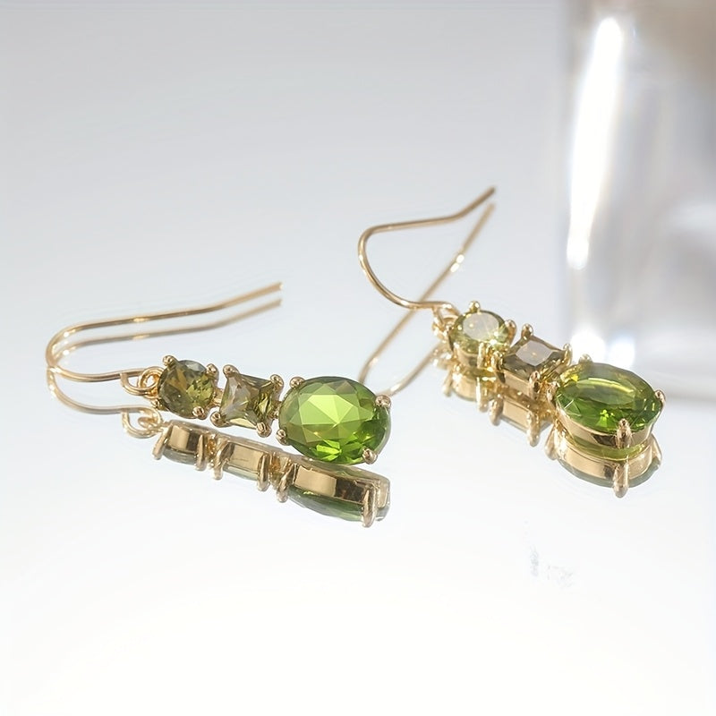 Vintage Bohemian Green Zirconia Geometric Earrings