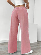 Striped Wide-Leg Trousers with Drawstring Waist