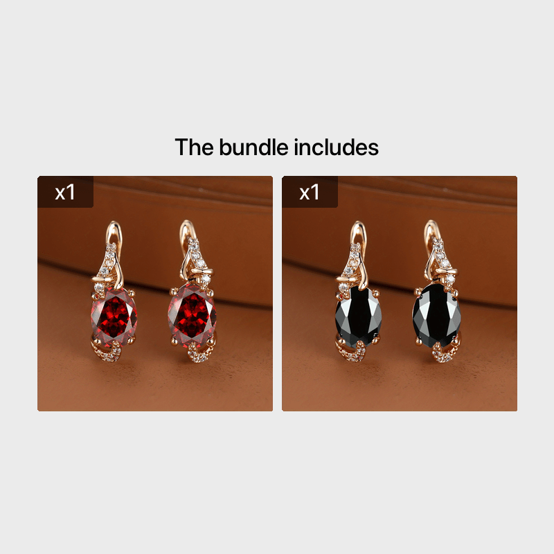 Round and Oval-Cut Stone Drop Earrings