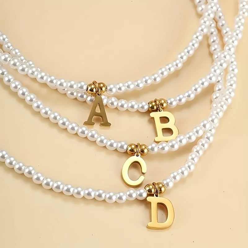 Beaded Initial Letter Necklace from A to Z