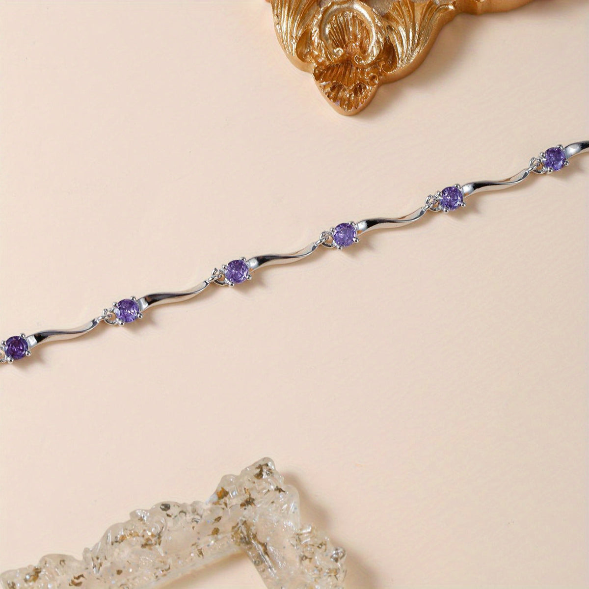 Wavy Purple Synthetic Zirconia Bracelet