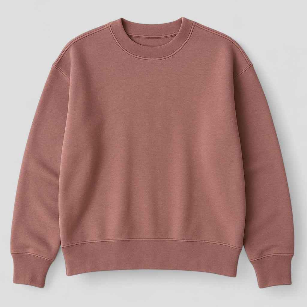 Oversized Brushed Fleece Sweatshirt with a Crew Neckline