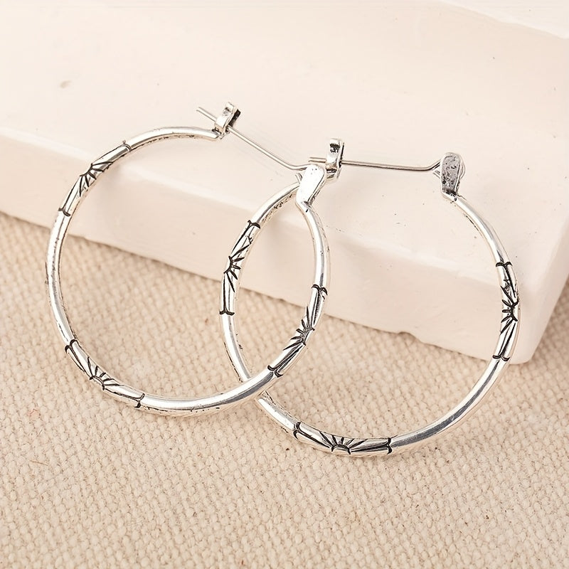 Vintage-Style Artisan Floral Hoop Earrings