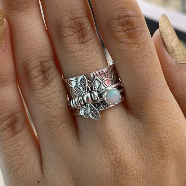 Bee Gemstone Spinner Ring
