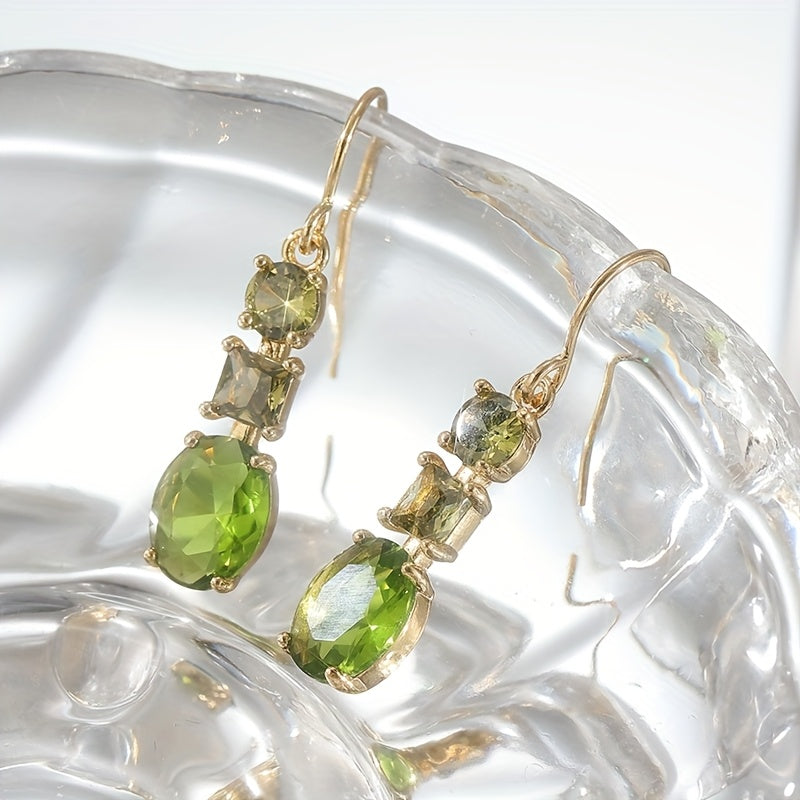 Vintage Bohemian Green Zirconia Geometric Earrings
