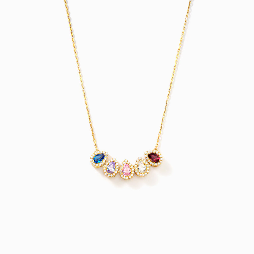 Druppelketting met geboortestenen van het gezin