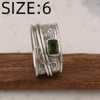 Vintage-Style Bohemian Wide Band Zirconia Silver-Plated Ring