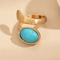 Bohemian Turquoise Gold-Plated Open Band Ring