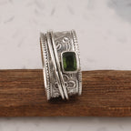 Vintage-Style Bohemian Wide Band Zirconia Silver-Plated Ring