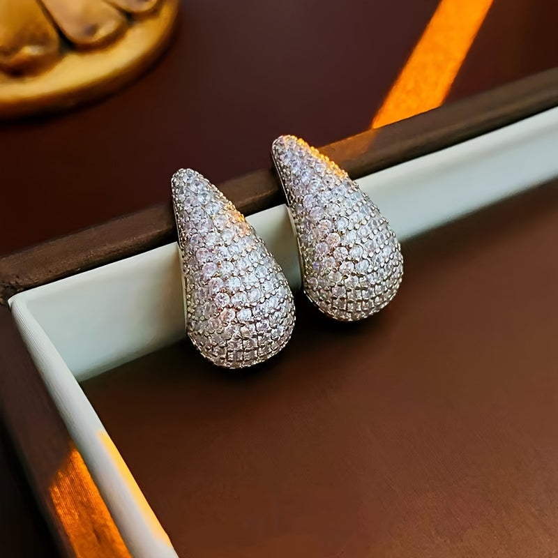 Vintage Water Drop Zirconia Stud Earrings