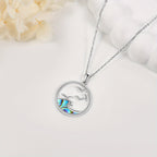Silver-Tone Seagull and Wave Pendant Necklace
