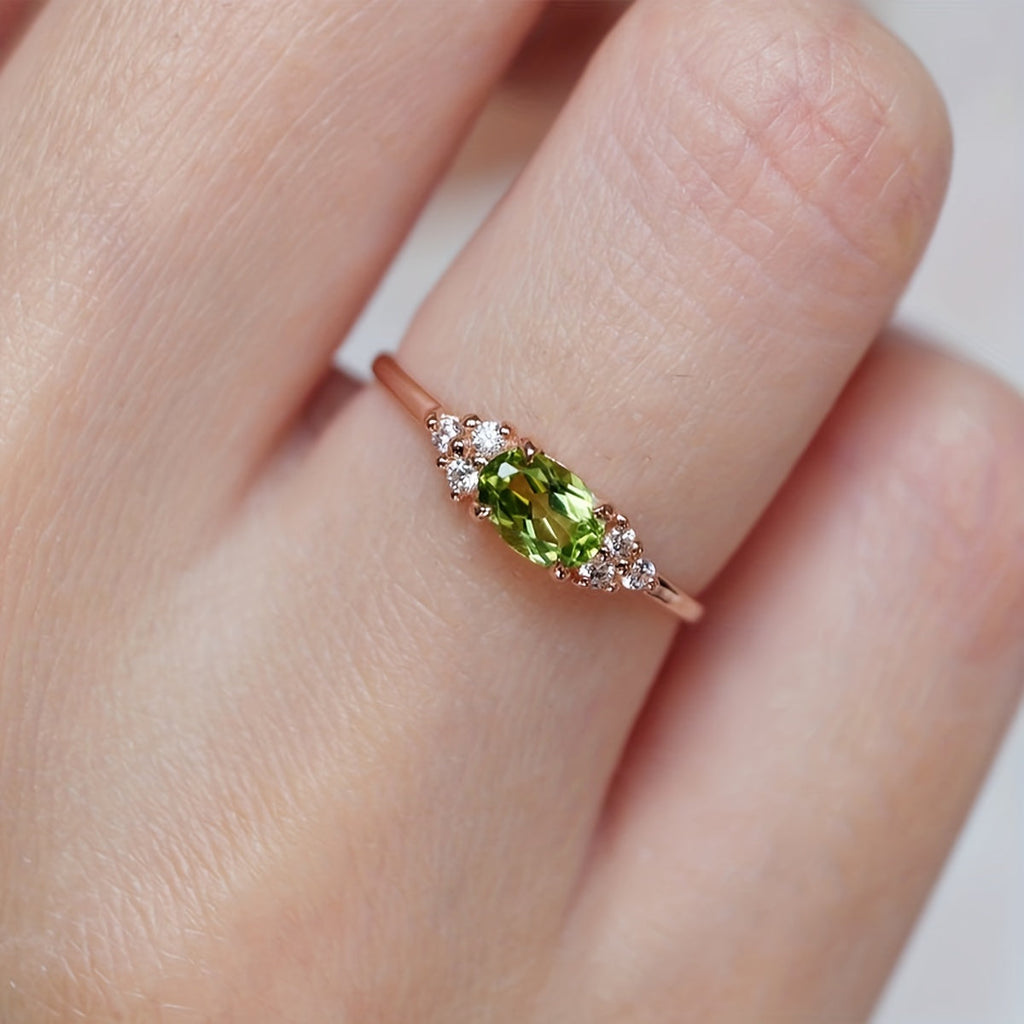Bohemian Oval Zirconia Rose Gold-Plated Ring