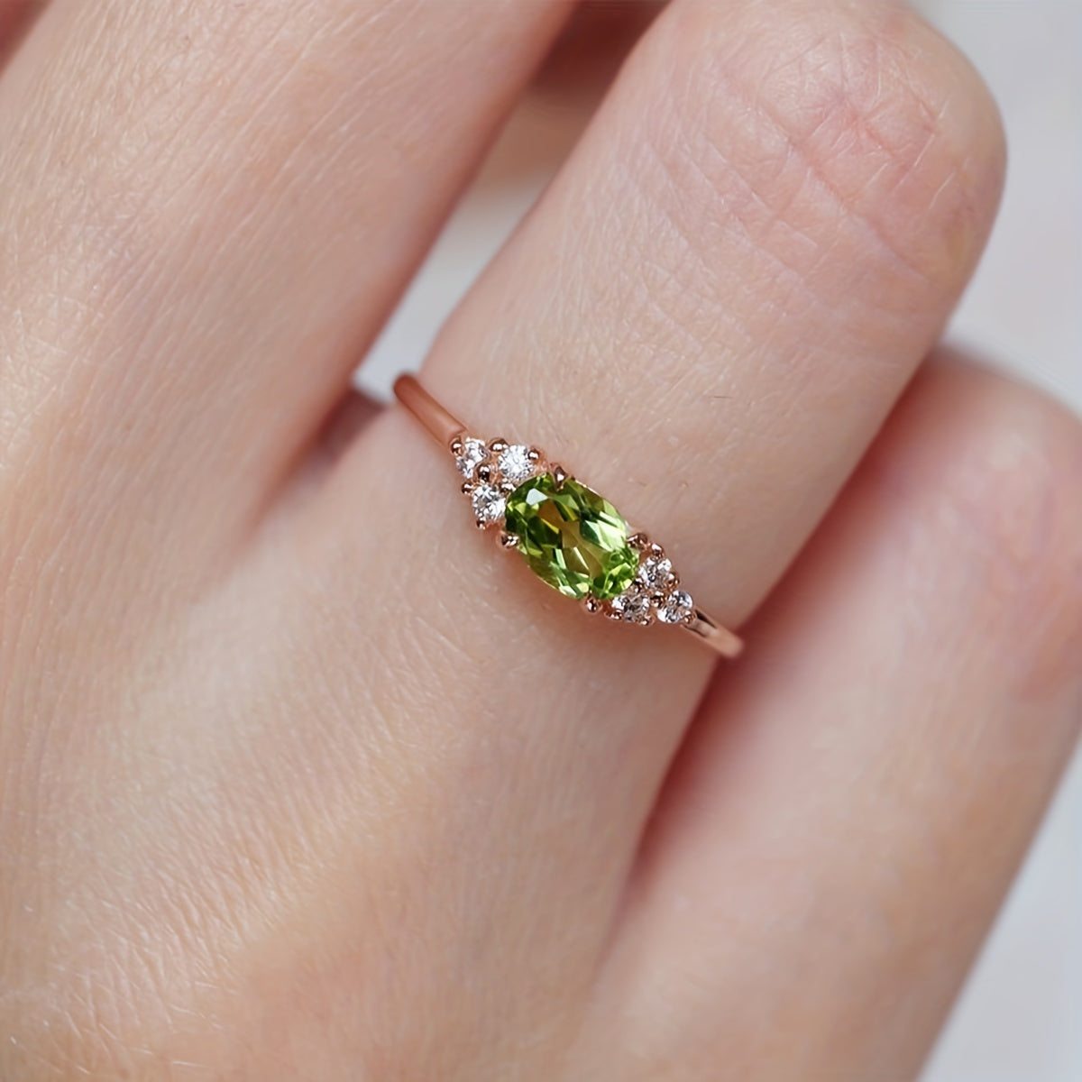 Bohemian Oval Zirconia Rose Gold-Plated Ring