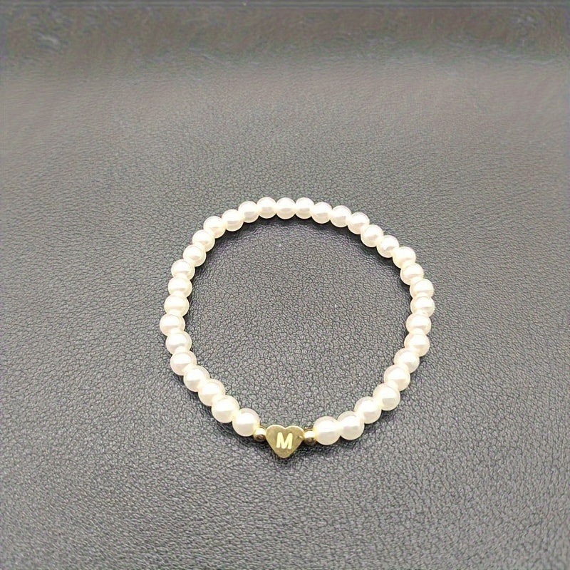 Armband met hart en initiaal van A tot Z