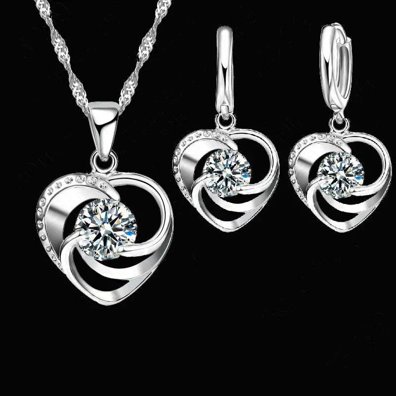 Heart Necklace and Earrings Set