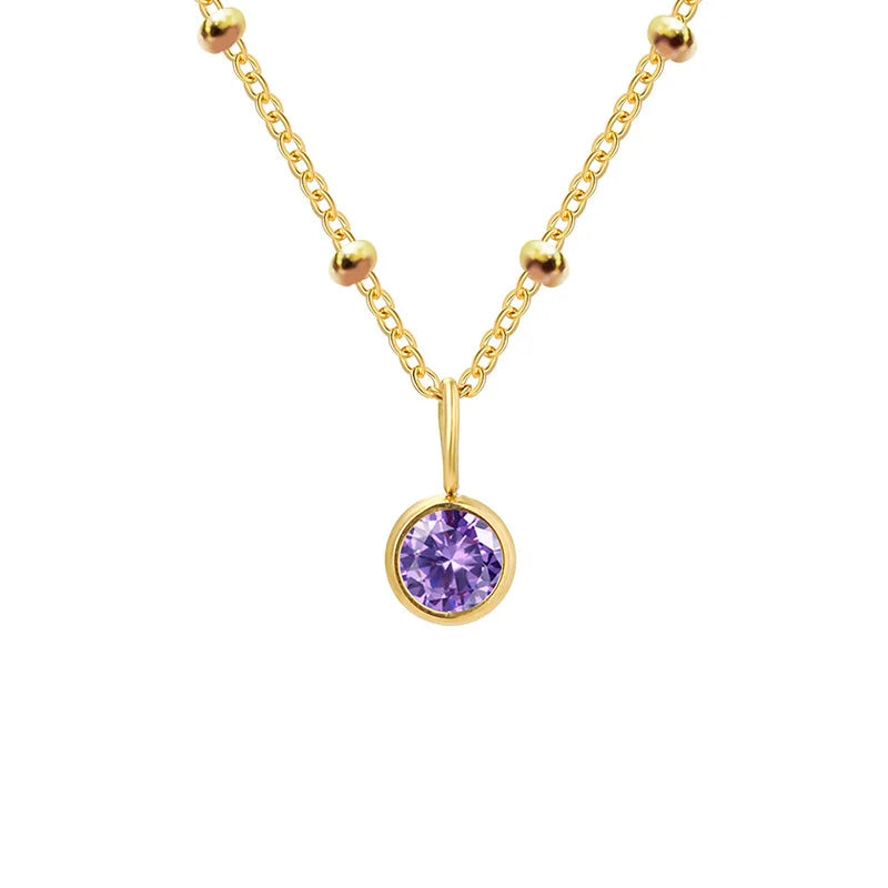 Fijne geboortesteenketting met kralenketting