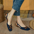 Slingback Sandals in Faux Suede with Block Heel