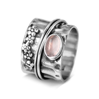 Rose Quartz Flower and Butterfly Spinner Ring