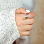 Rose Quartz Flower and Butterfly Spinner Ring