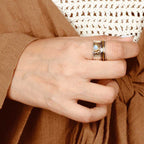 Celestial Sun Moonstone Fidget Silver-Tone Ring