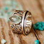 Teardrop Aquamarine-Look Fidget Silver-Tone Ring