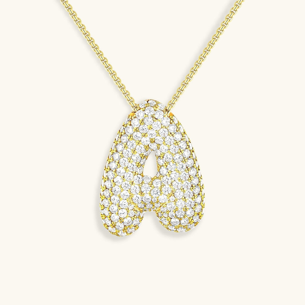Pavé Bubble Initial Necklace