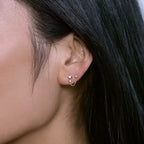 Crystal Chain Double Stud Earrings in Gold Tone