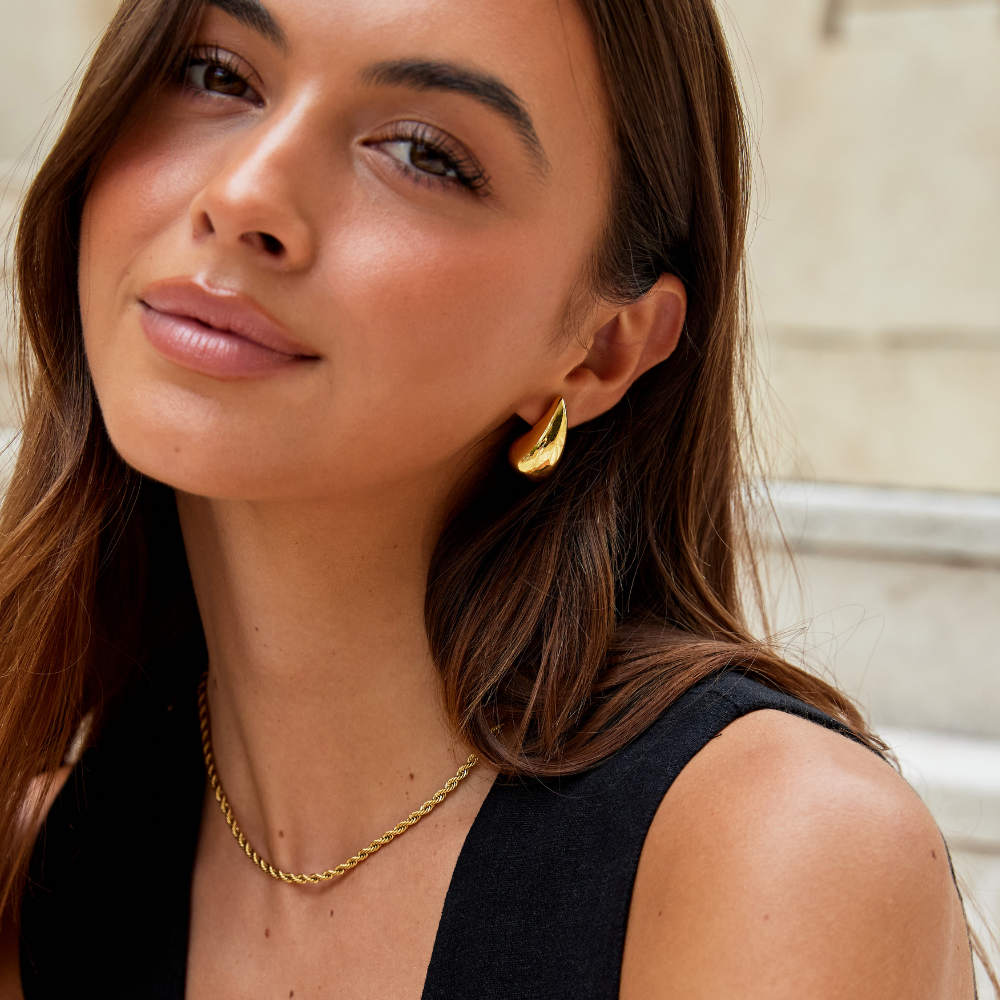 Gold-Tone Teardrop Stud Earrings