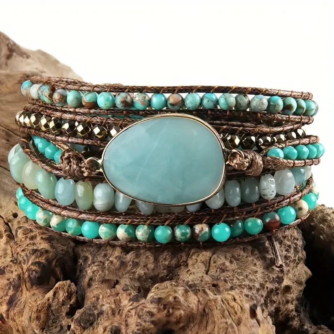 Amazonite Wrap Bracelet with Green-Blue Stones