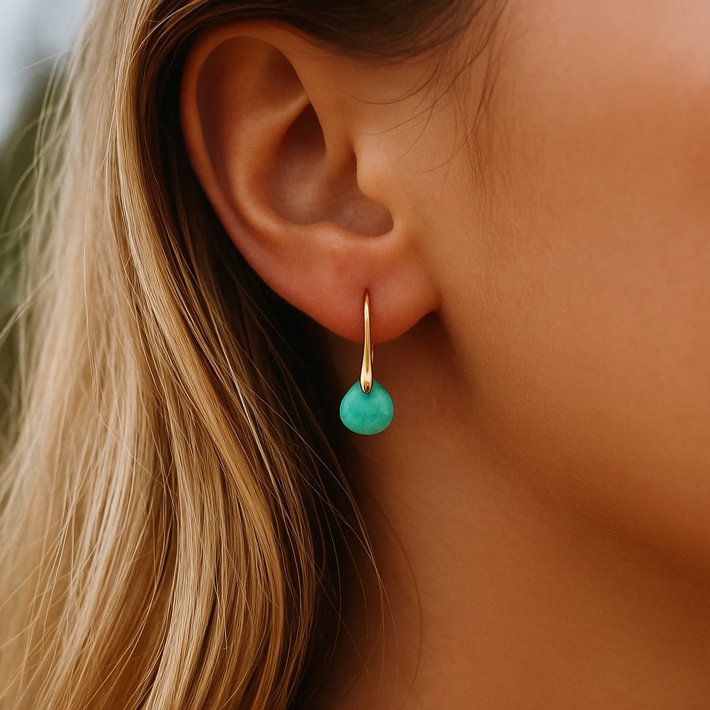 Gold-Tone Amazonite Drop Earrings