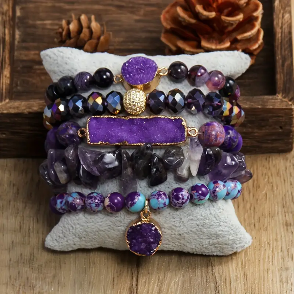 Amethyst Bracelet Set in Violet Tones