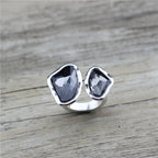 Double Crystal Silver-Tone Ring